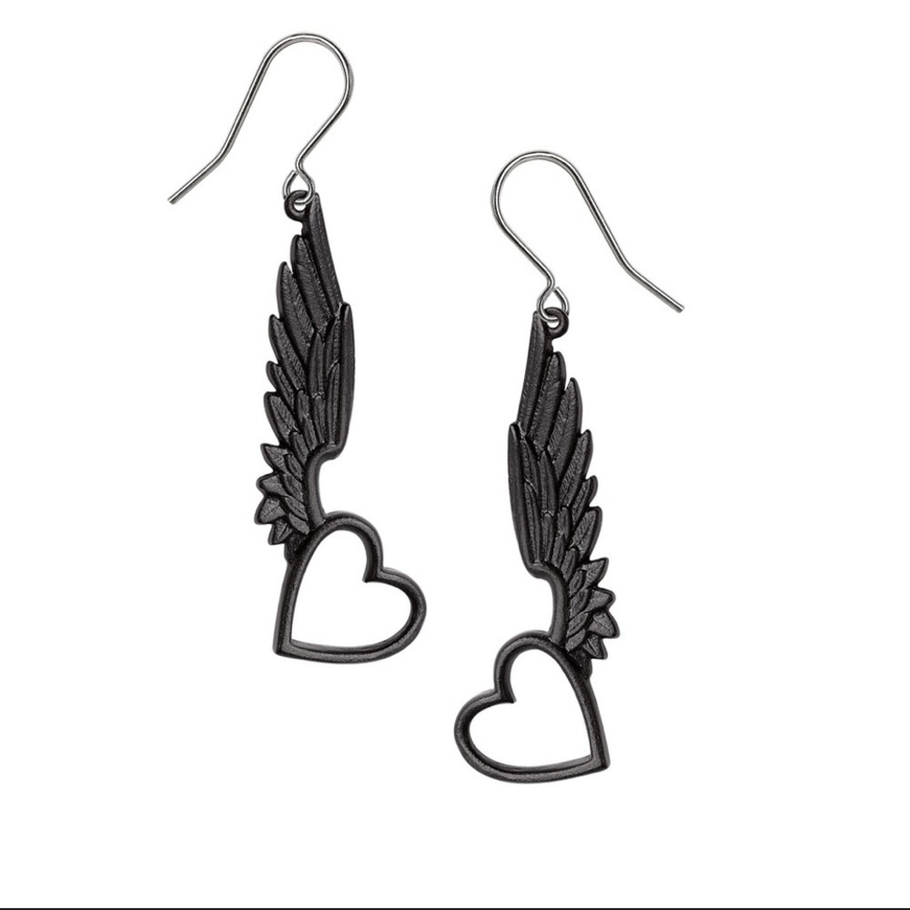 Alchemy Gothic Passio Wings of Love Pewter and Stainless Steel Hooks NWT